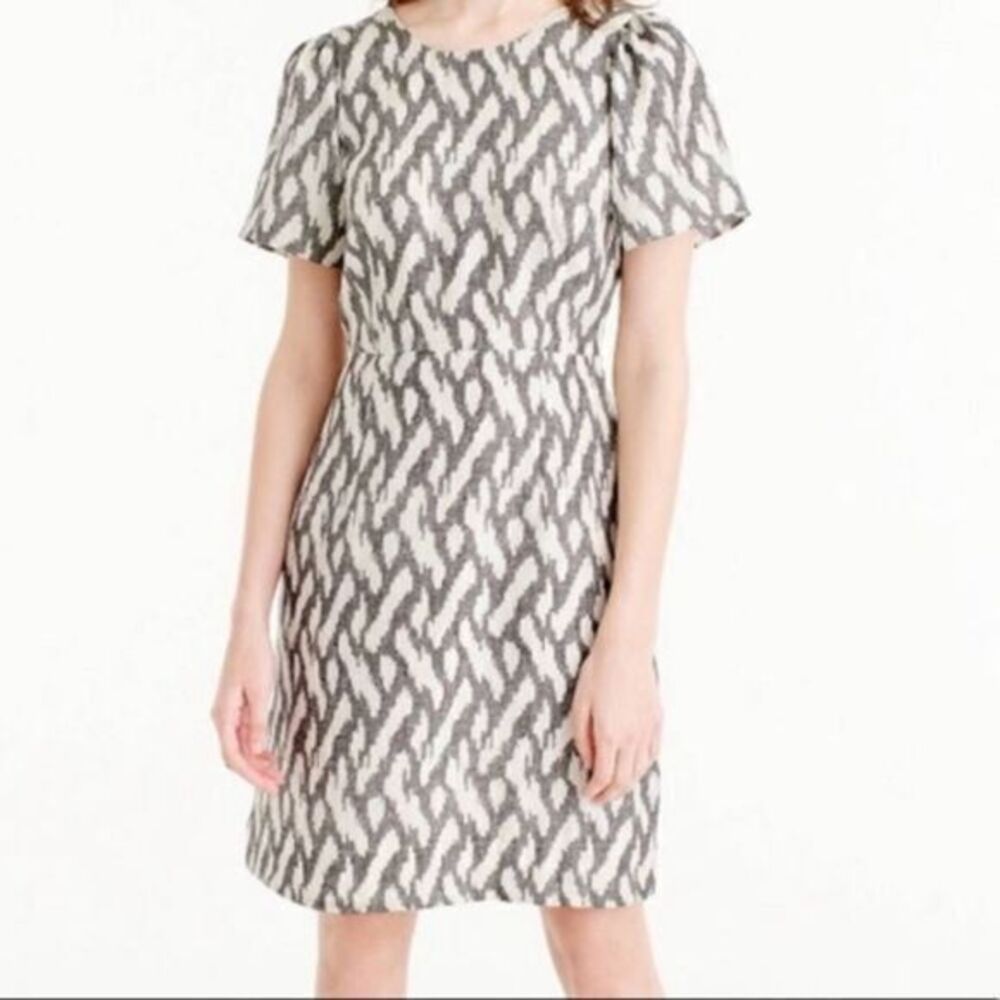 J. CREW NWT Black Ikat Print Silk Flutter Sleeve Dress US 2